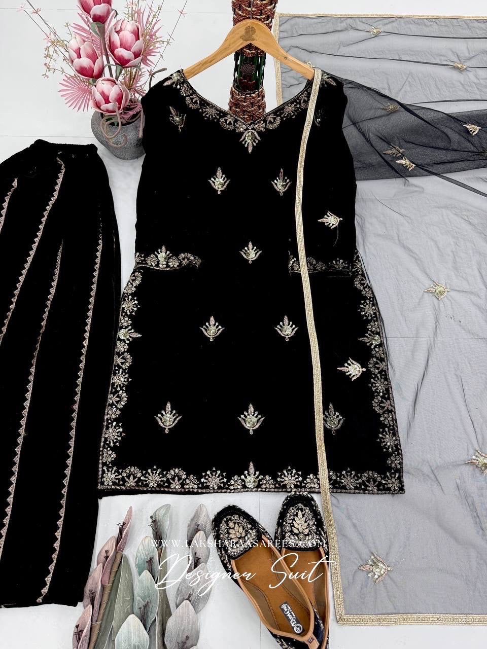 SORAYA — Premium Velvet Pallazo Suit - Laksharaa Sarees