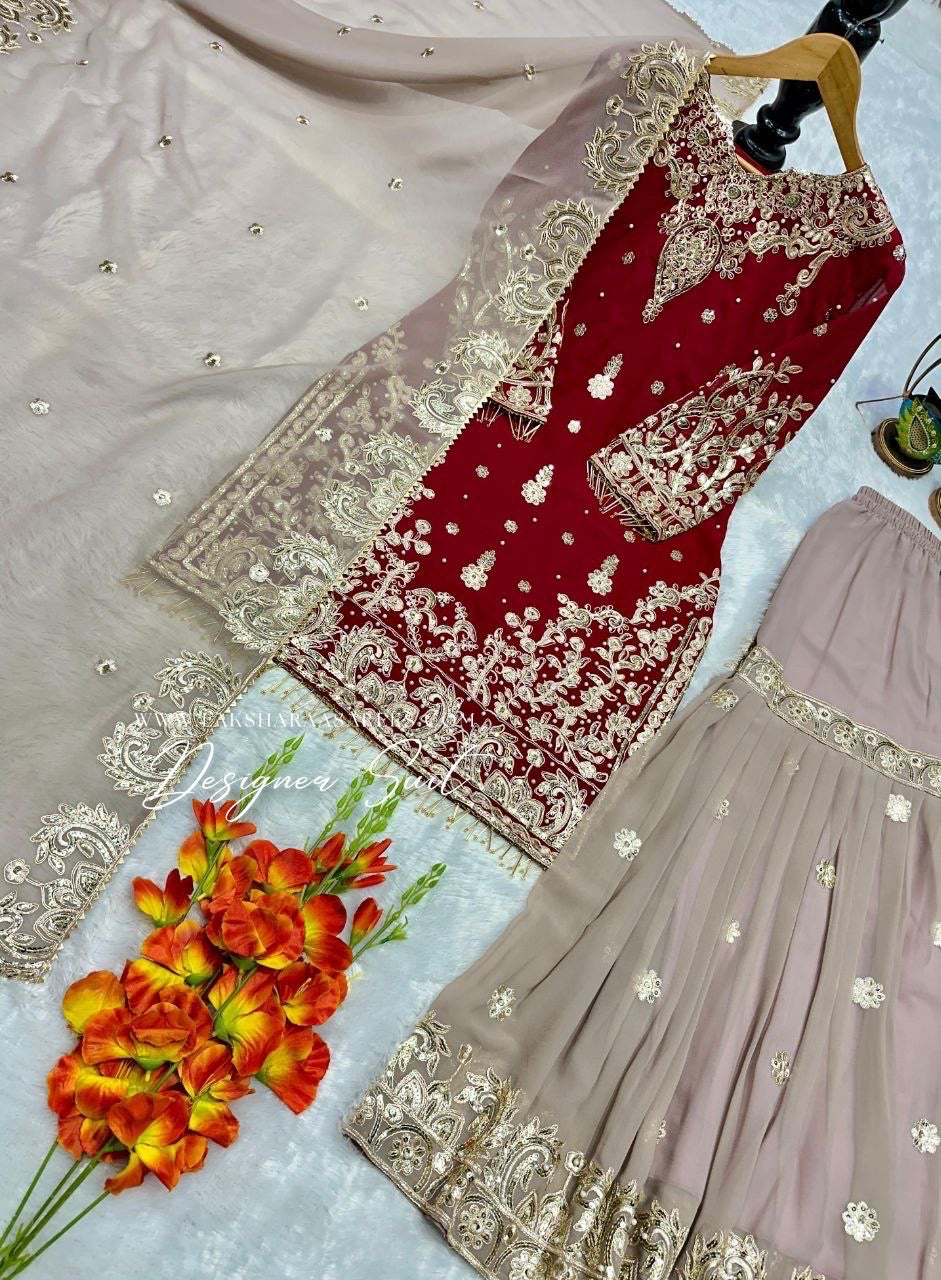 PREITY — Grand Georgette Sharara Suit - Laksharaa Sarees