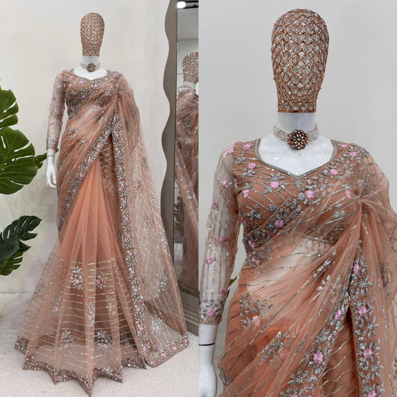 ROSIE 1.0 — Floral Partywear Net Saree - Laksharaa Sarees