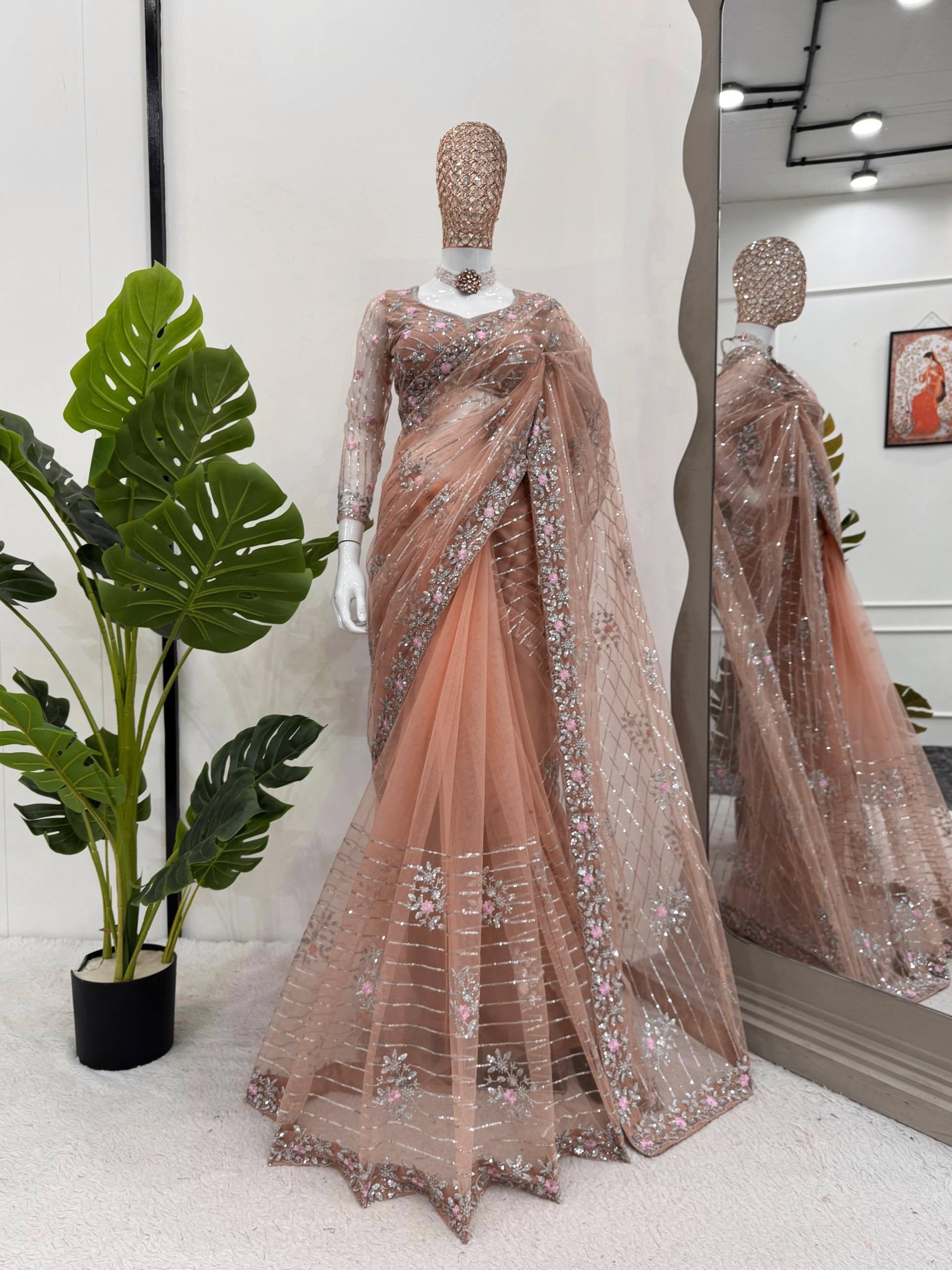 ROSIE 1.0 — Floral Partywear Net Saree - Laksharaa Sarees