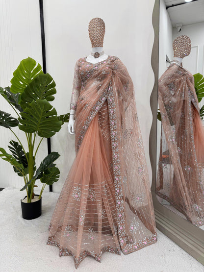 ROSIE 1.0 — Floral Partywear Net Saree - Laksharaa Sarees