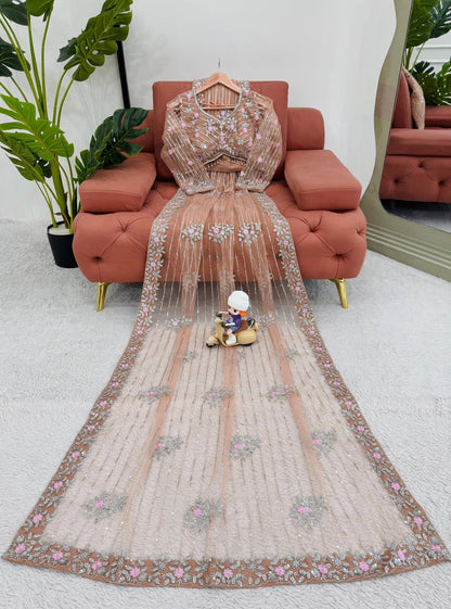 ROSIE 1.0 — Floral Partywear Net Saree - Laksharaa Sarees