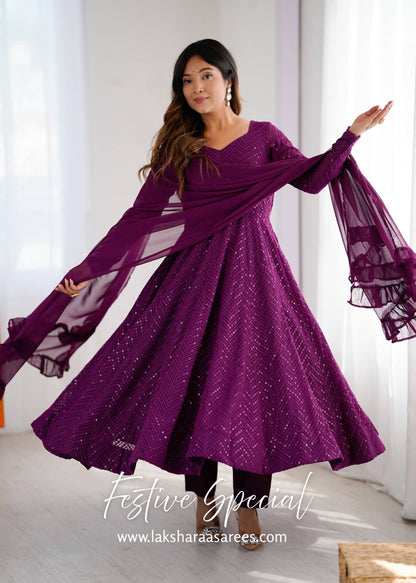 Premium Purple Anarkali Suit