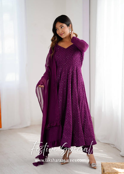 Premium Purple Anarkali Suit