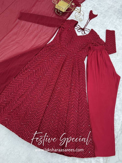 Premium Red Anarkali Suit