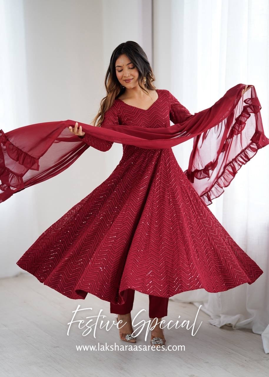 Premium Red Anarkali Suit