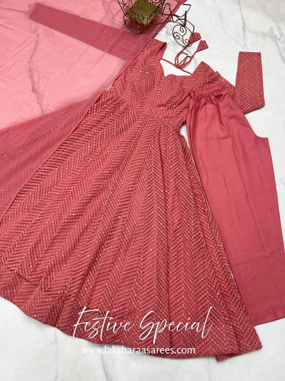 Premium Baby Pink Anarkali