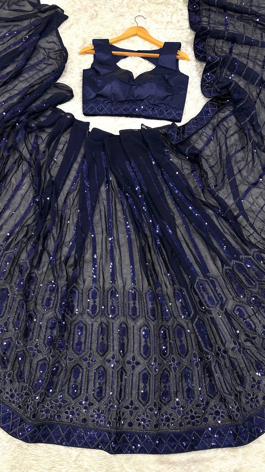 LUISA — Dreamy Blue Georgette Saree