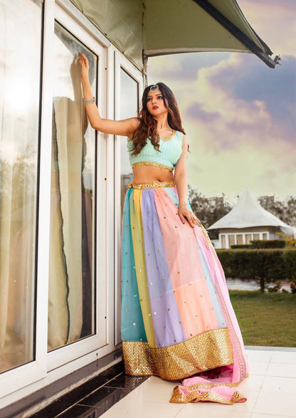 Rainbow x Mint Green Lehenga