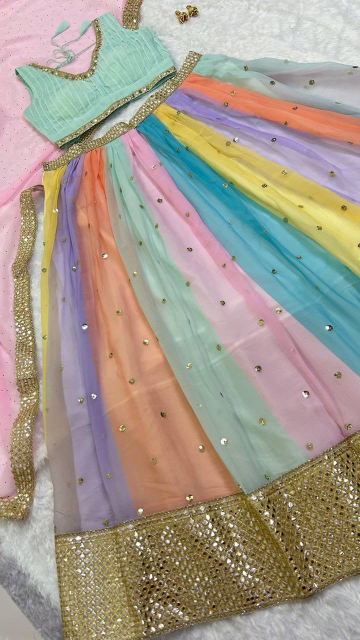 Rainbow x Mint Green Lehenga