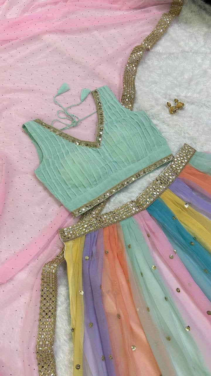 Rainbow x Mint Green Lehenga