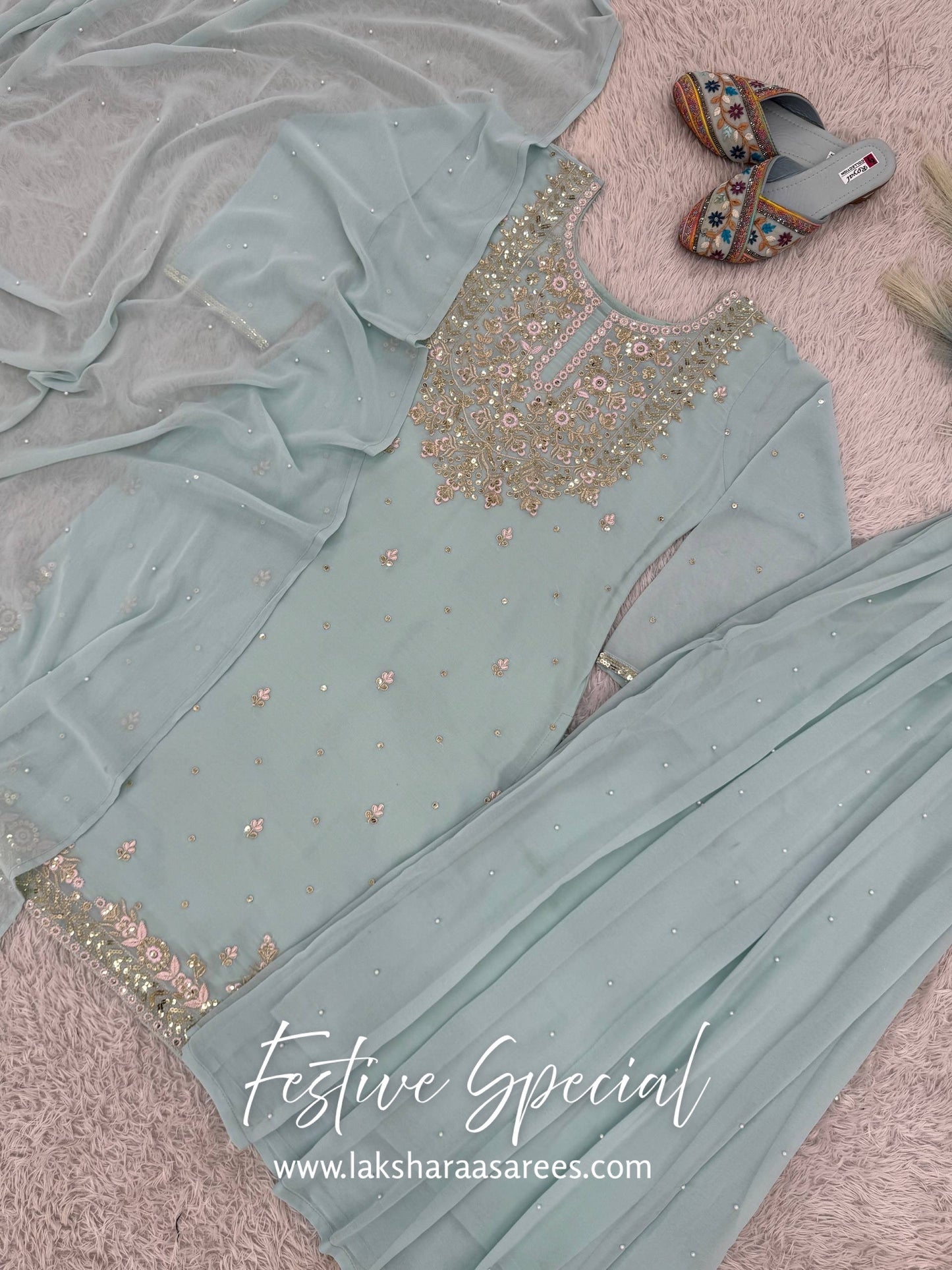 HANUSHA — Flowy Blue Pallazo Suit