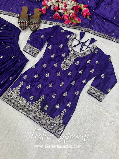 MERAKI — Designer Chinon Silk Pallazo Suit