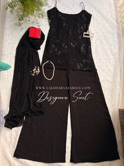 POOJA 2.0 — 90’s Special Black Georgette Sharara Suit