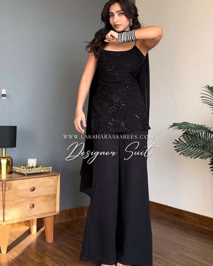 POOJA 2.0 — 90’s Special Black Georgette Sharara Suit