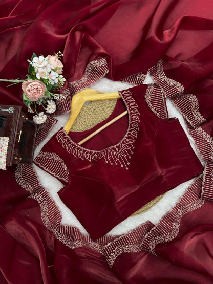 Red Romance Shimmer Saree
