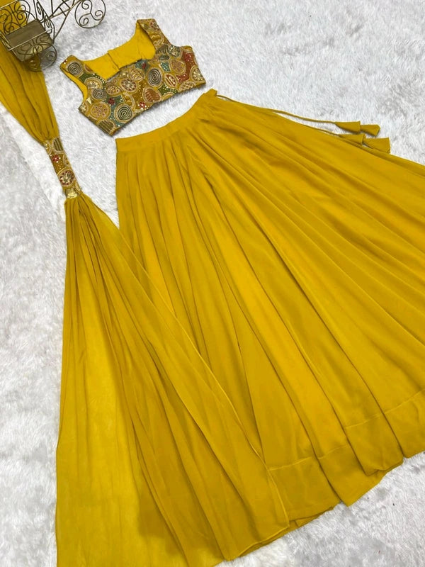 Haldi Special Georgette Lehenga [ Readymade ] - Laksharaa Sarees