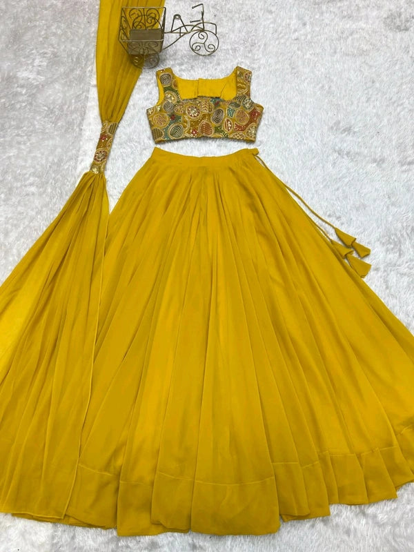 Haldi Special Georgette Lehenga [ Readymade ]
