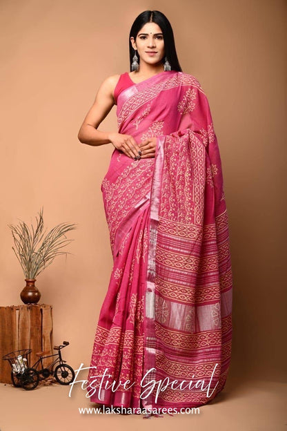 Comfy Linen Saree - Red Edition