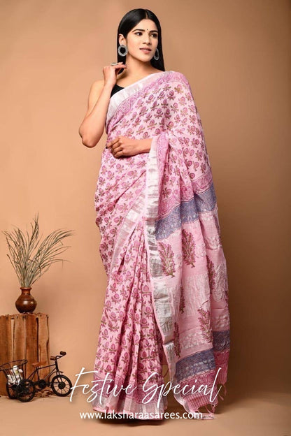 Comfy Linen Saree - Red Edition