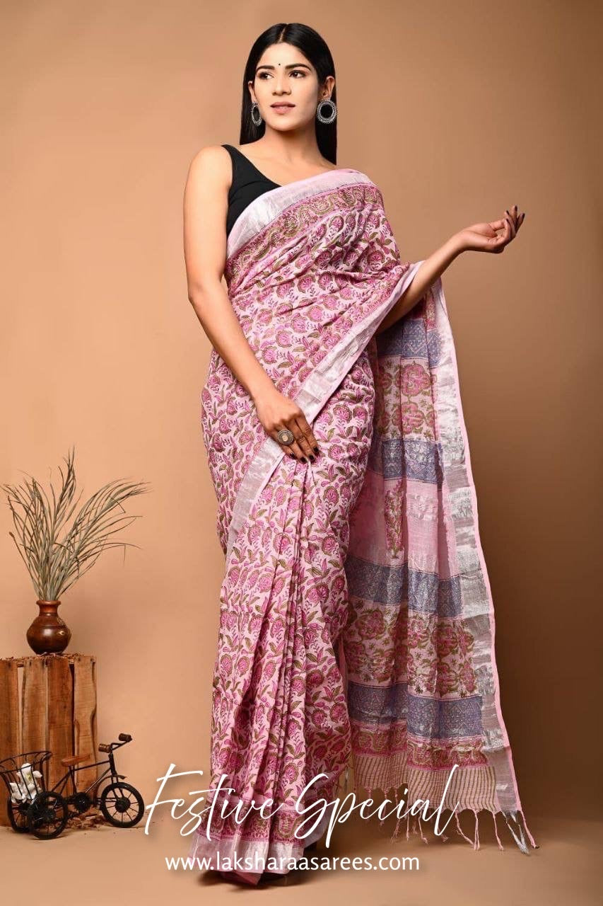 Comfy Linen Saree - Red Edition