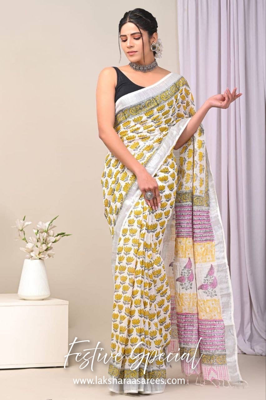 Comfy Linen Saree - Flowy Colours Edition