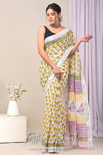 Comfy Linen Saree - Flowy Colours Edition