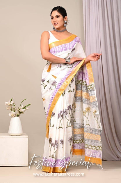 Comfy Linen Saree - Flowy Colours Edition