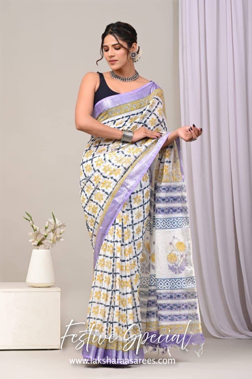 Comfy Linen Saree - Flowy Colours Edition