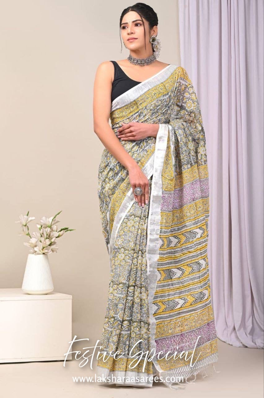 Comfy Linen Saree - Flowy Colours Edition