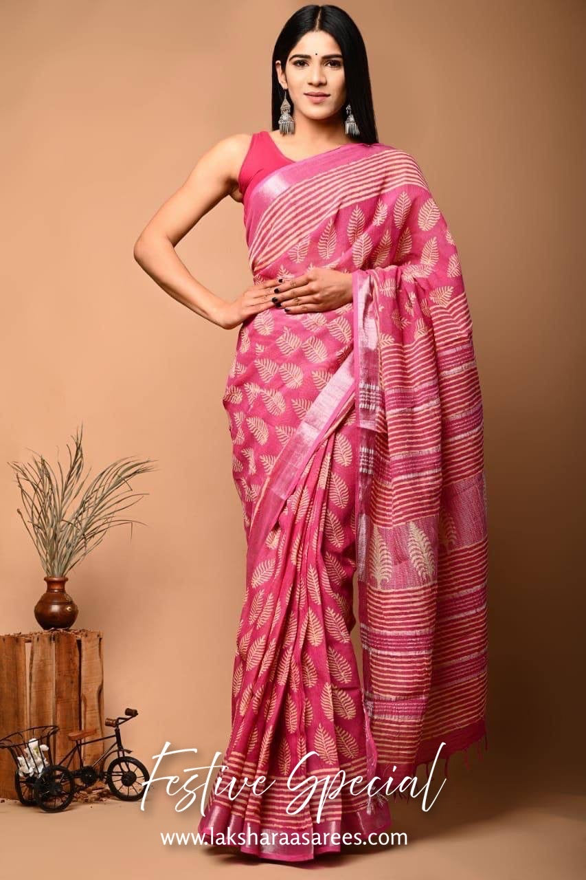 Comfy Linen Saree - Red Edition