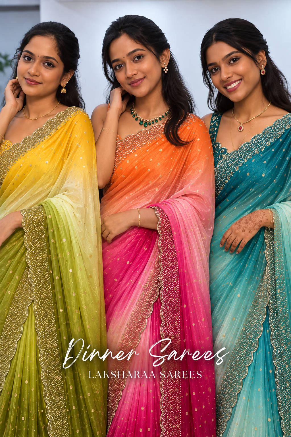 NAYLAA 2.0 Ombré Shimmer Silk Saree by Laksharaa Sarees displayed with elegant drape and subtle shimmer fabric.