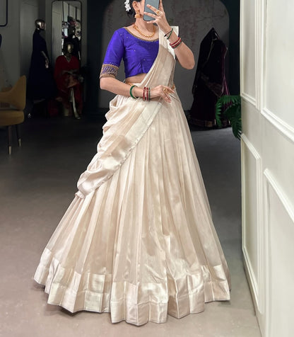 ONAM — Poly Tassar Half Saree Lehenga