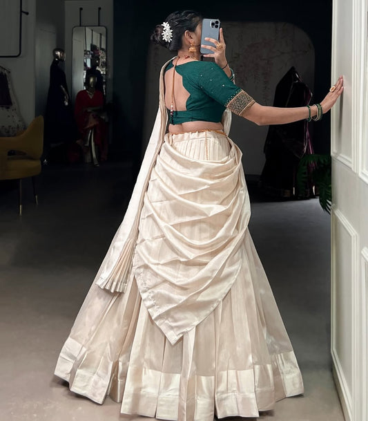 ONAM — Poly Tassar Half Saree Lehenga