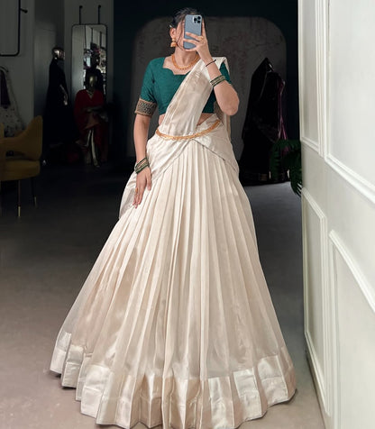 ONAM — Poly Tassar Half Saree Lehenga