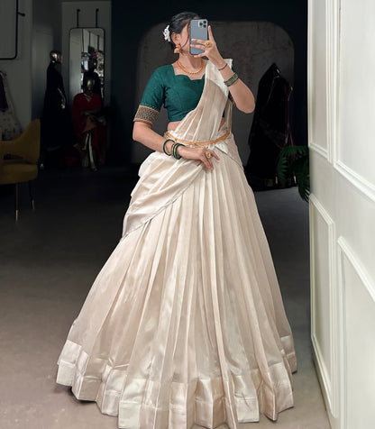 ONAM — Poly Tassar Half Saree Lehenga