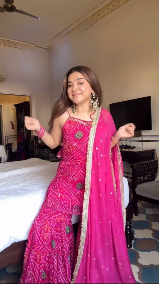 DAVINA — Sleeveless Hot Pink Sharara