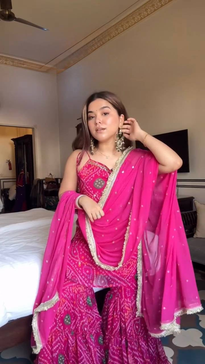 DAVINA — Sleeveless Hot Pink Sharara