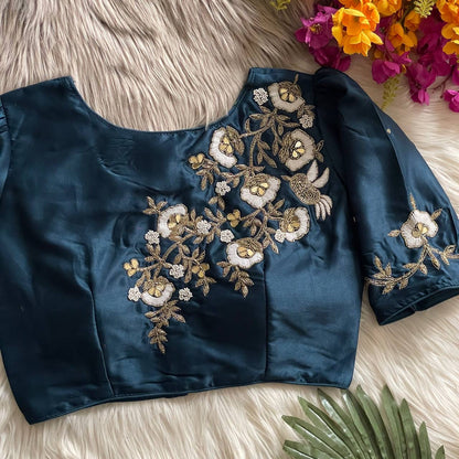 TAM — Floral Embroidery Readymade Blouse - Laksharaa Sarees