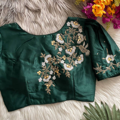 TAM — Floral Embroidery Readymade Blouse - Laksharaa Sarees