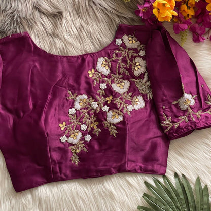 TAM — Floral Embroidery Readymade Blouse - Laksharaa Sarees