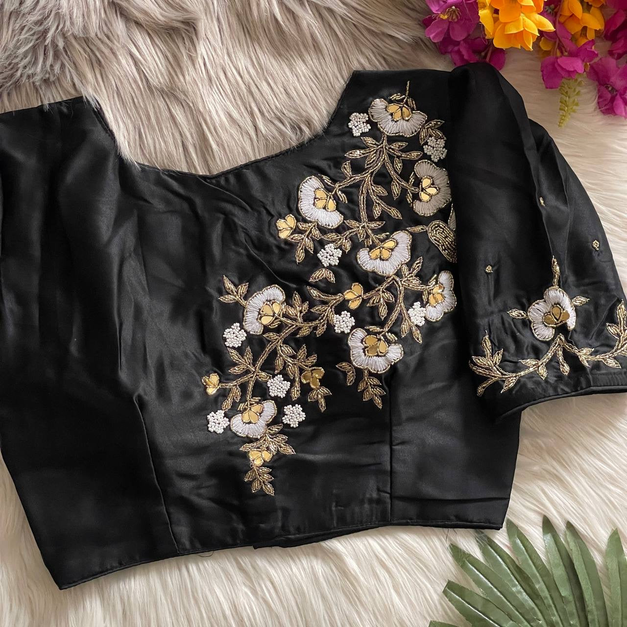 TAM — Floral Embroidery Readymade Blouse - Laksharaa Sarees