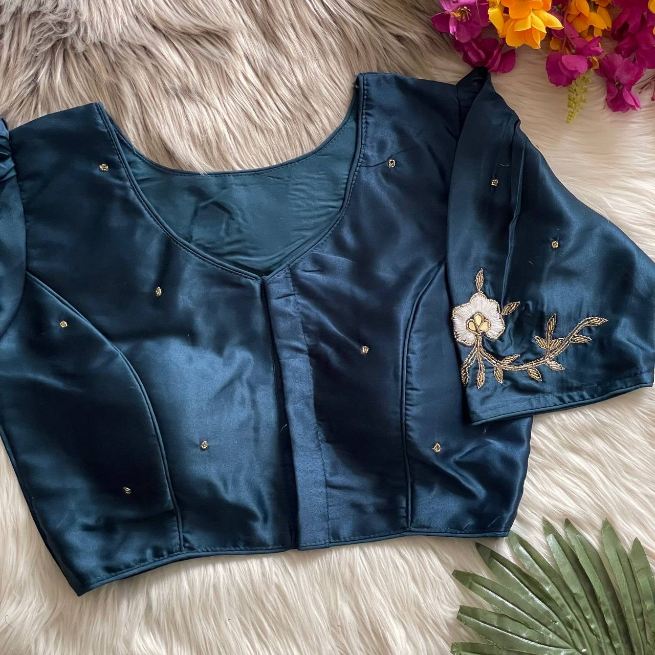 TAM — Floral Embroidery Readymade Blouse - Laksharaa Sarees