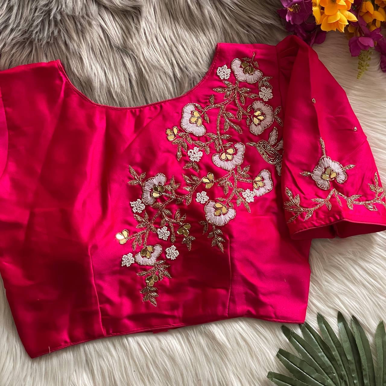 TAM — Floral Embroidery Readymade Blouse - Laksharaa Sarees