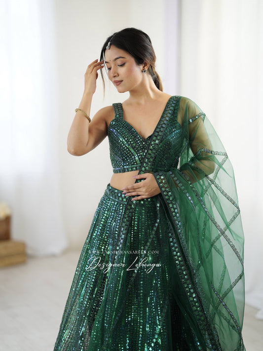 Emerald Green Designer Lehenga