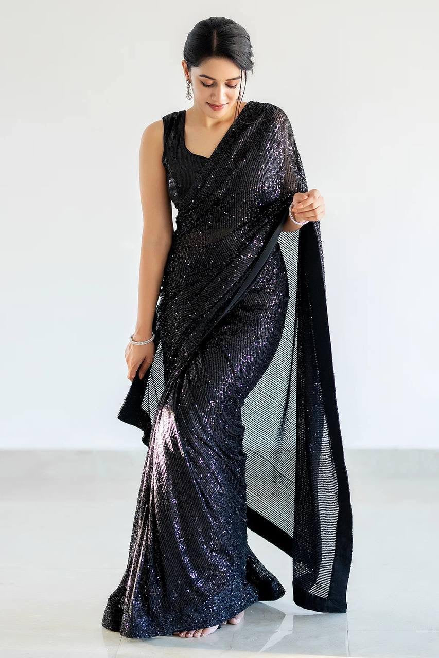 Partywear Sequin Bling Saree