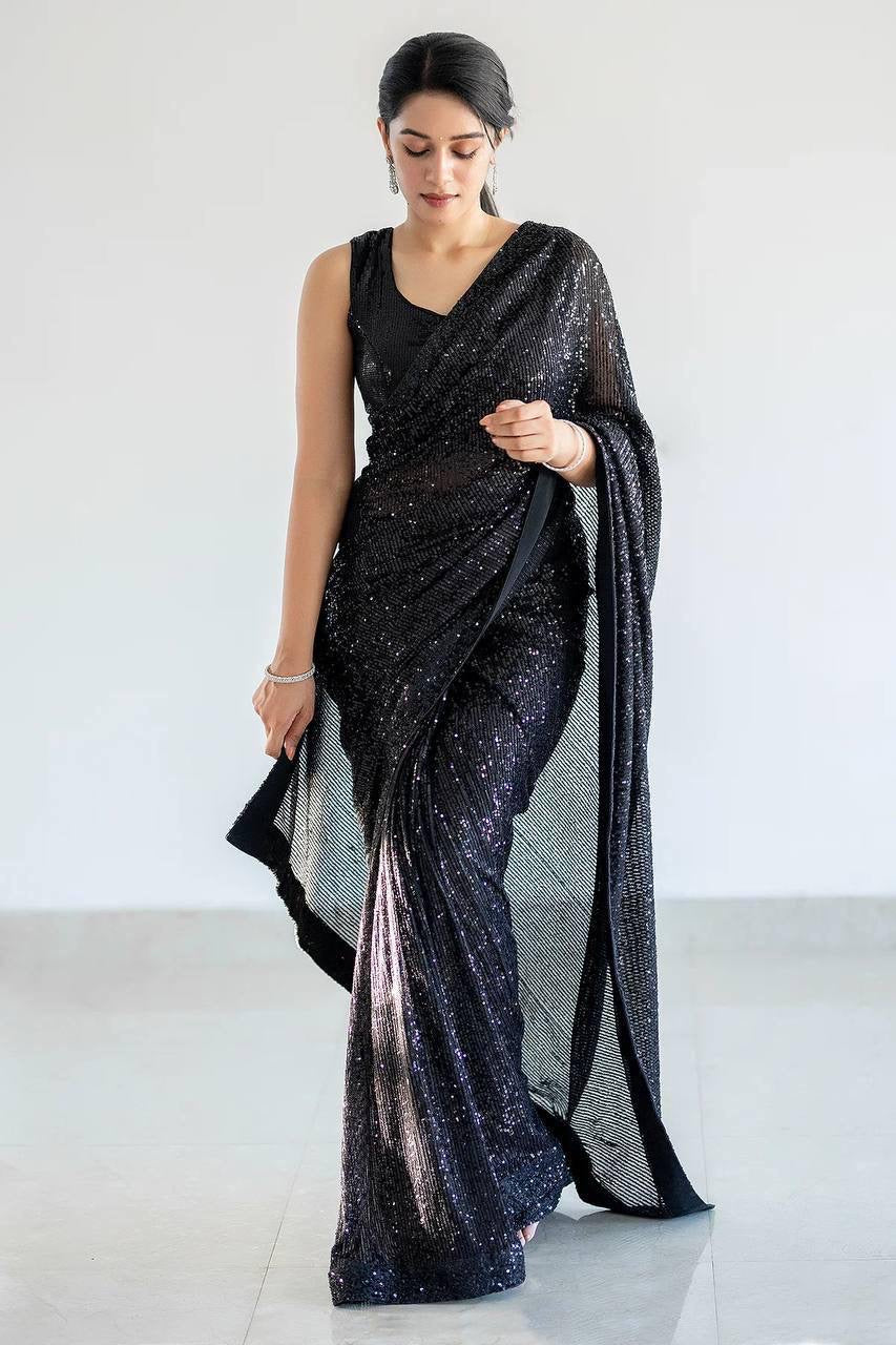 Partywear Sequin Bling Saree