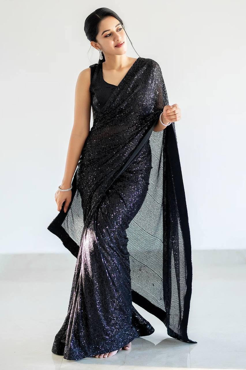 Partywear Sequin Bling Saree