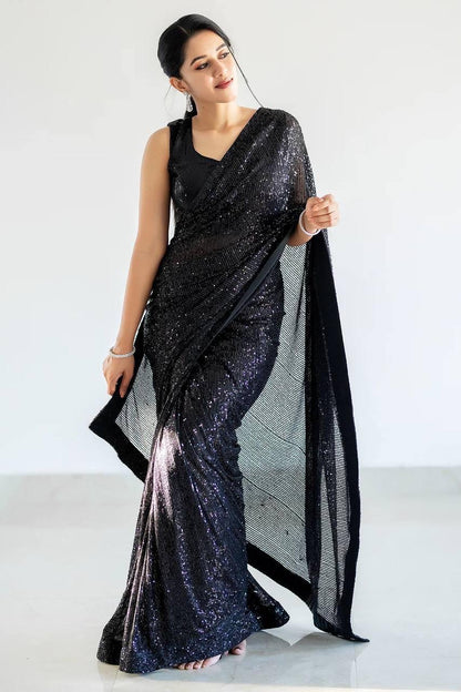 Partywear Sequin Bling Saree