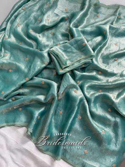 HANISA — Bridesmaid Special Satin Georgette Saree - Laksharaa Sarees